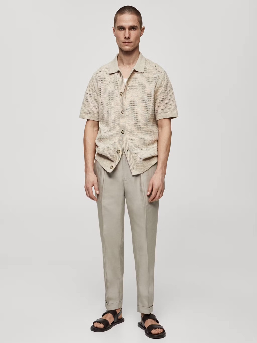 Mango Men’s Linen-Blend Pleated Pants - Picture 15 of 16